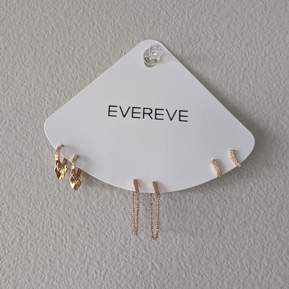 NWT Evereve Donda Gold Earring Trio Pack